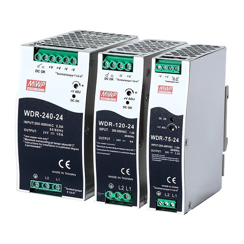 宁波明伟WDR导轨式开关电源120W直流24V工控WDR-75/150/240/12V