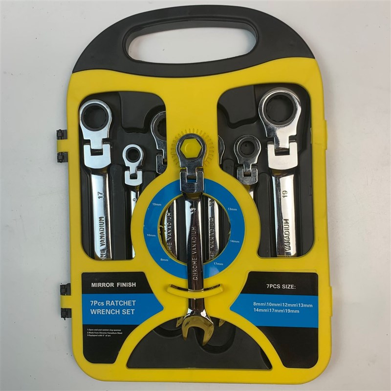 厂家直销8-19 7PCS活动两用棘轮扳手摇头