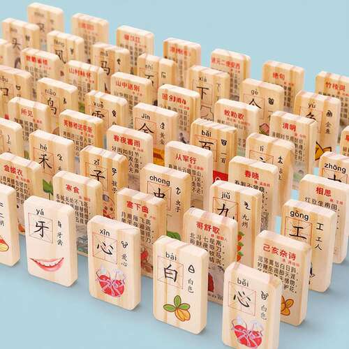 多米诺积木双面印刷汉字数字100