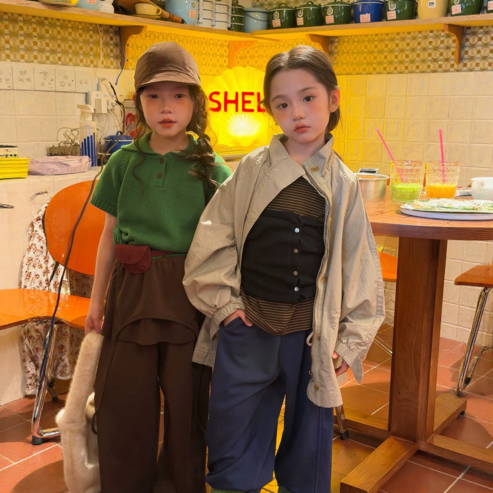 女童套装26秋季新款韩版洋气百搭短袖套头毛衣中大童假两件裙裤潮