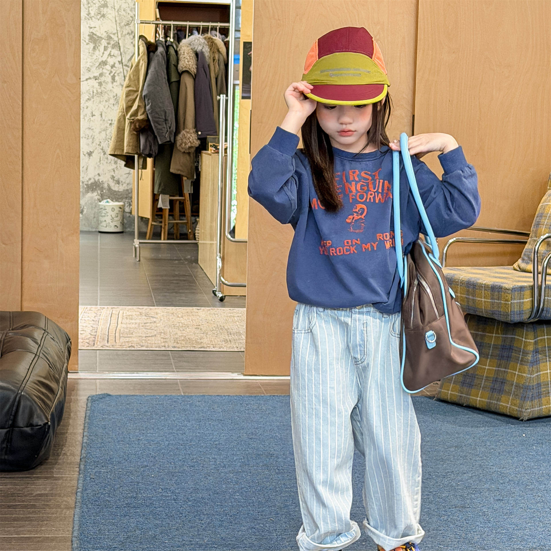 2026春季童装新款儿童韩版春装牛仔长裤条纹裤男童女童裤哈伦裤子