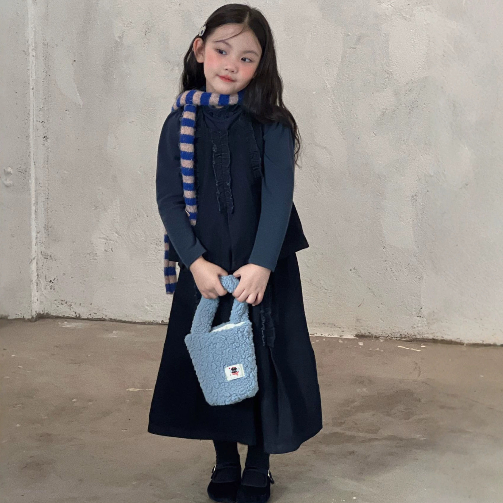 女童韩系套装2026秋季新款中大童花边领口打底衫小众牛仔裙两件套