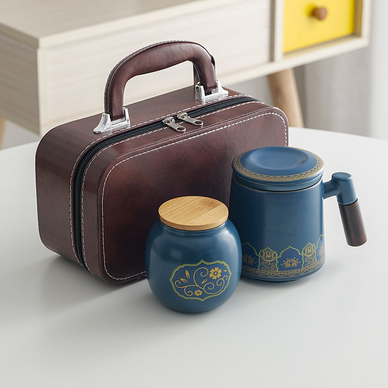 陶瓷办公杯伴手礼泡茶杯送员工福利 三件套礼盒装周年庆 logo礼品