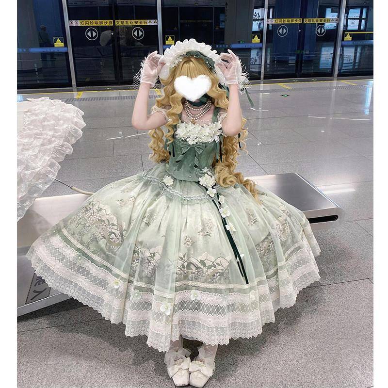 山莉lolita裙子绿色晚礼服毕业远甜美可茉公爱在逃主裙SFY2536生
