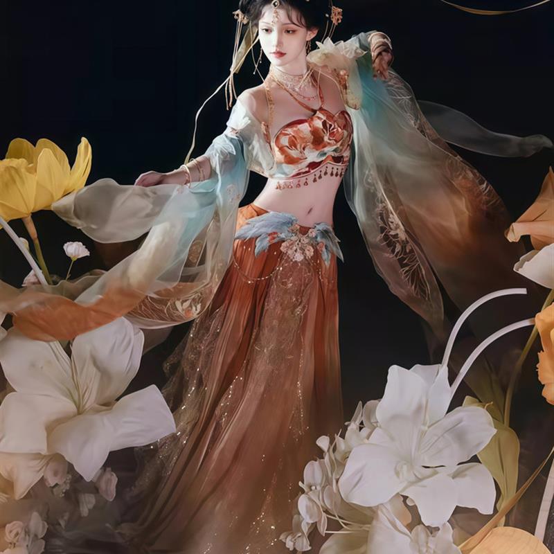 敦煌飞天汉服改良汉元素西域天竺公主古装异域风汉服全套西域神女图片