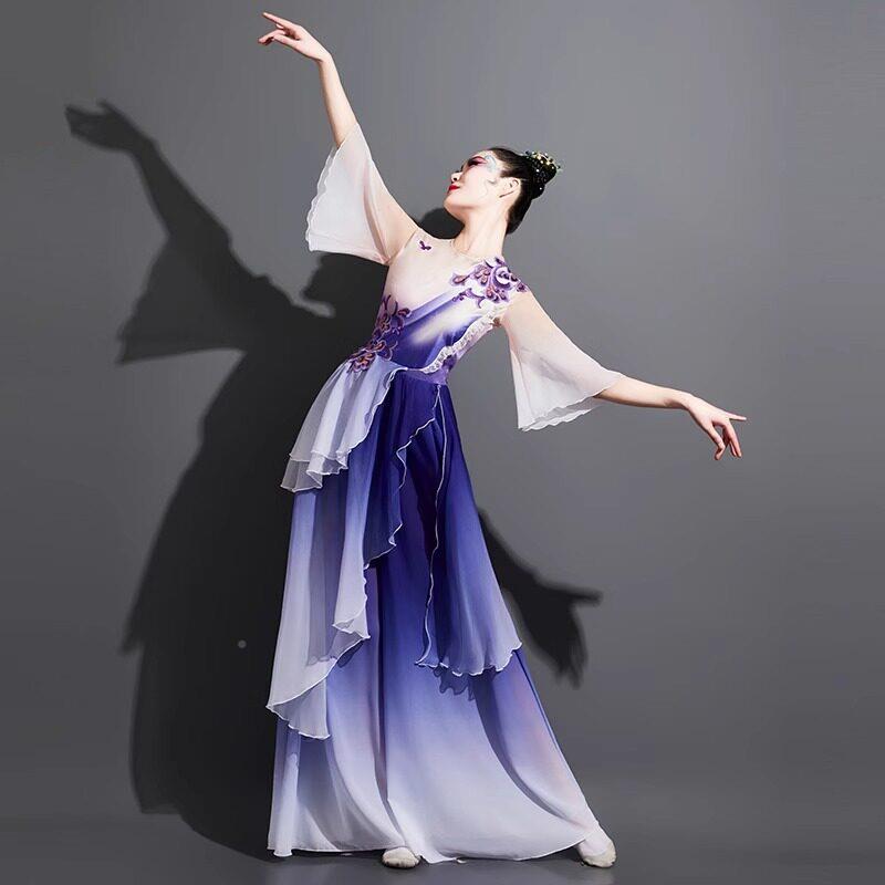 古典舞演出服YNT飘逸中国蹈风民族舞服试检定考独舞扇子舞广场舞