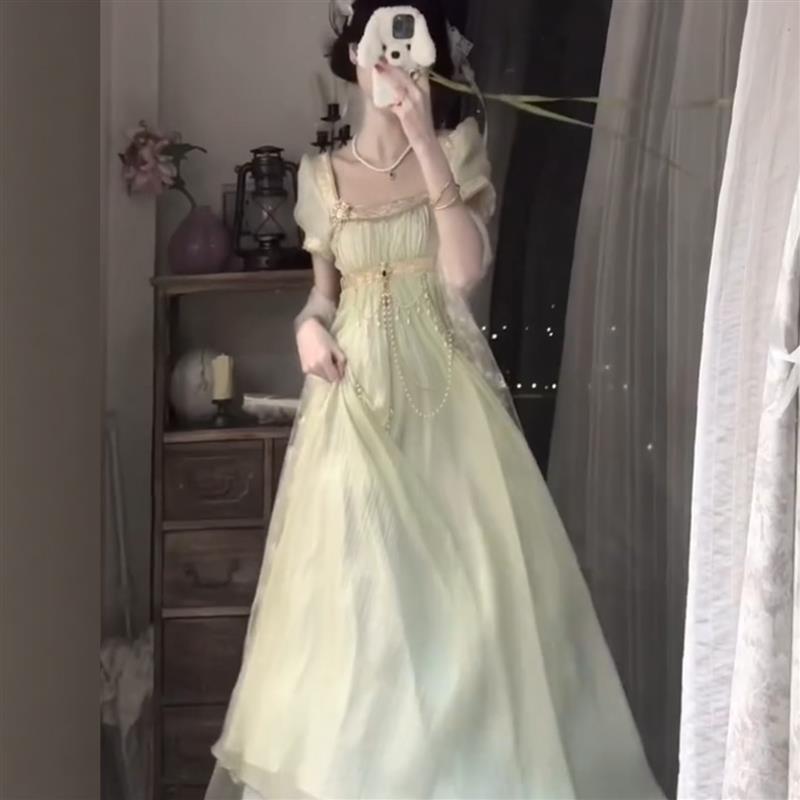 绿色帝政裙日常可穿2026新款超仙lolita生日成人礼洛丽塔连衣裙女