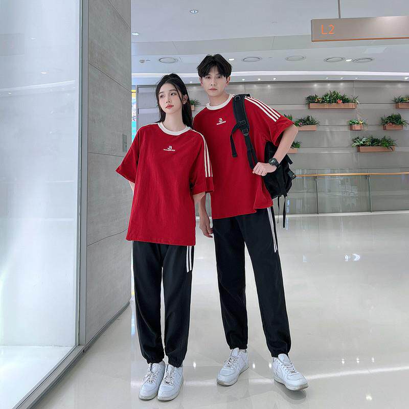 班服夏季韩版国风套装短袖T恤初中生高中生运动会毕业季学生校服