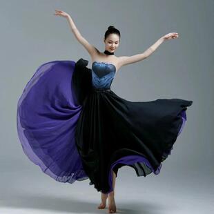 晶晶子乌兰巴托的夜舞蹈服720度古典舞蹈裙双层人世间演出大摆裙