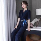 高级工作服显瘦足疗足浴沐足技师工衣女中袖 新款 美容师工作服套装