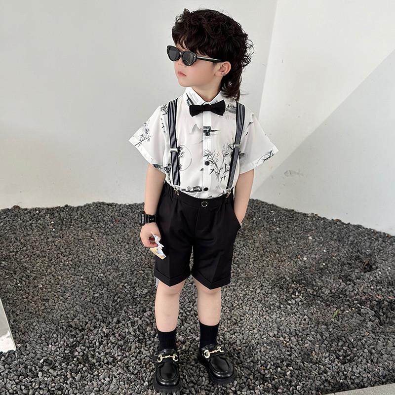 国风主持人礼服男童西装套装新中式幼儿园六一毕业儿童演出服夏季