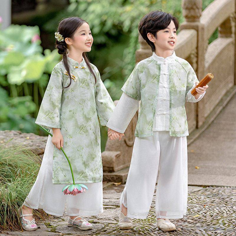 儿童汉服唐新EJO中中式幼儿园国演风装中小学生开学季诗歌朗诵出