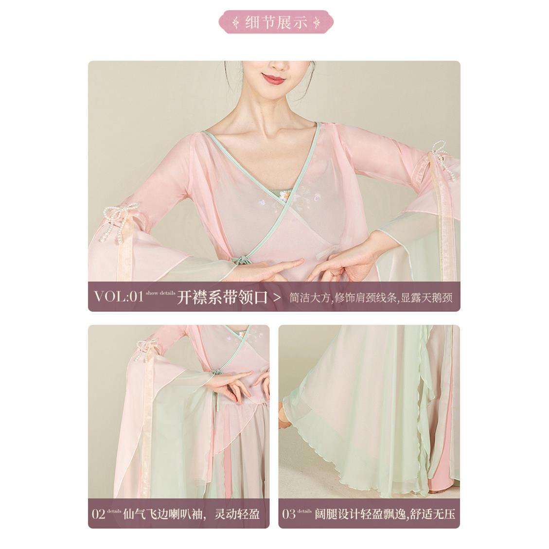 古中典舞舞蹈飘目逸古典舞服仙气上衣身韵纱衣练功服国舞剧演出服