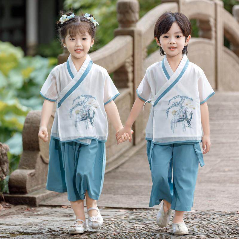 男女孩汉服古装新中式六一表演服国学服幼儿园三字经演出服民族服