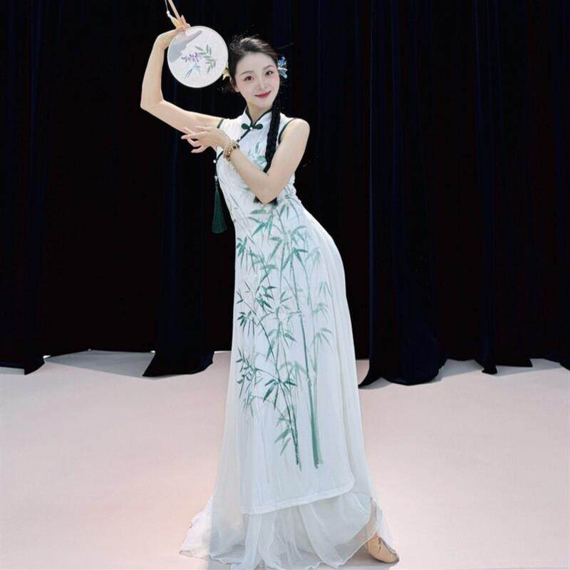 青花瓷舞蹈旗袍套装新款中国舞练功服入画 画江南演出服声声慢表