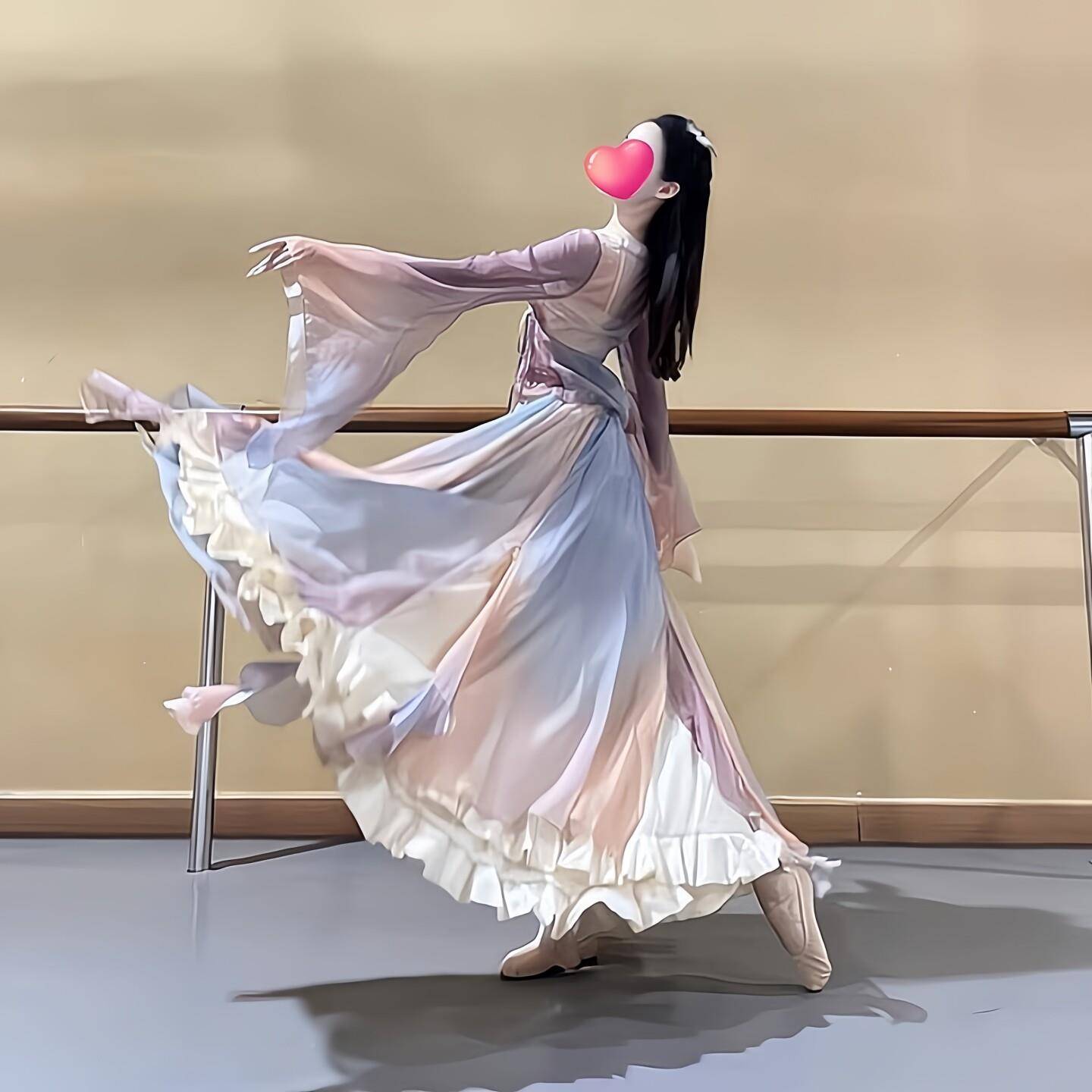 MV3400唐女彩古风古典舞服练功 台装大摆裙舞演出服装