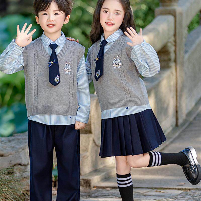幼儿园学院风兔子警官班服开学季套装英伦风衬衫长袖运动会四件套