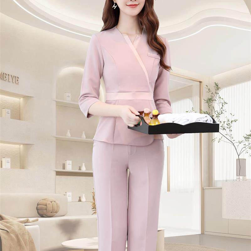 高端美容师工作服女秋冬套装美容院养生馆专用美甲美发医美美业