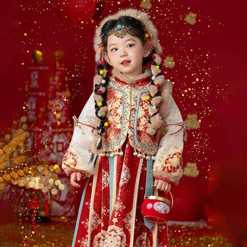 儿童汉服女童冬款连衣裙拜年服古装女孩公主裙礼服过年服国风唐装,童装/婴儿装/亲子装,汉服,淘宝优惠券,粉丝福利购,淘宝优惠卷