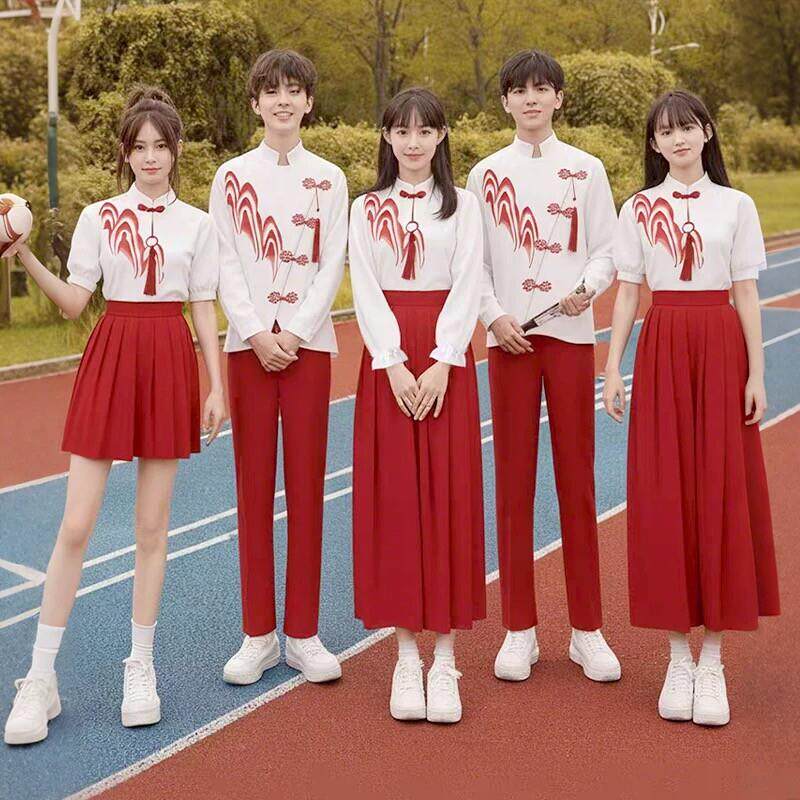 六一初高中大学生红色爱国合唱团朗诵比赛演出服演讲服装国风班服