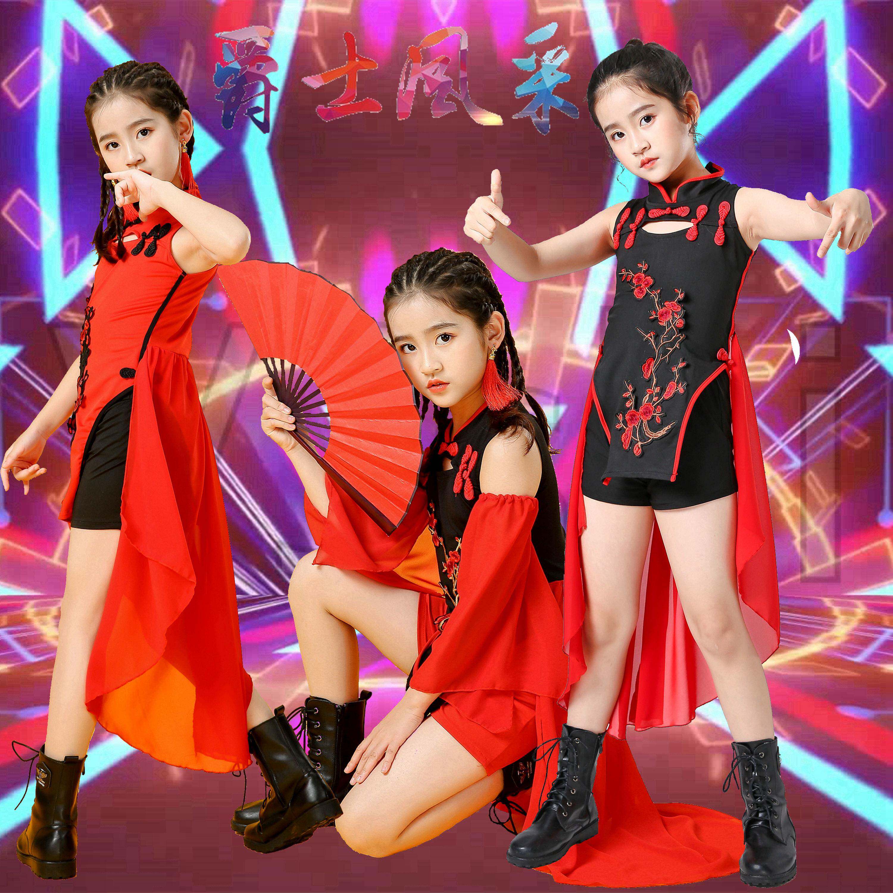童走秀潮服六女童演出演服啦啦DAP操运动一会表儿服爵士舞T台舞蹈