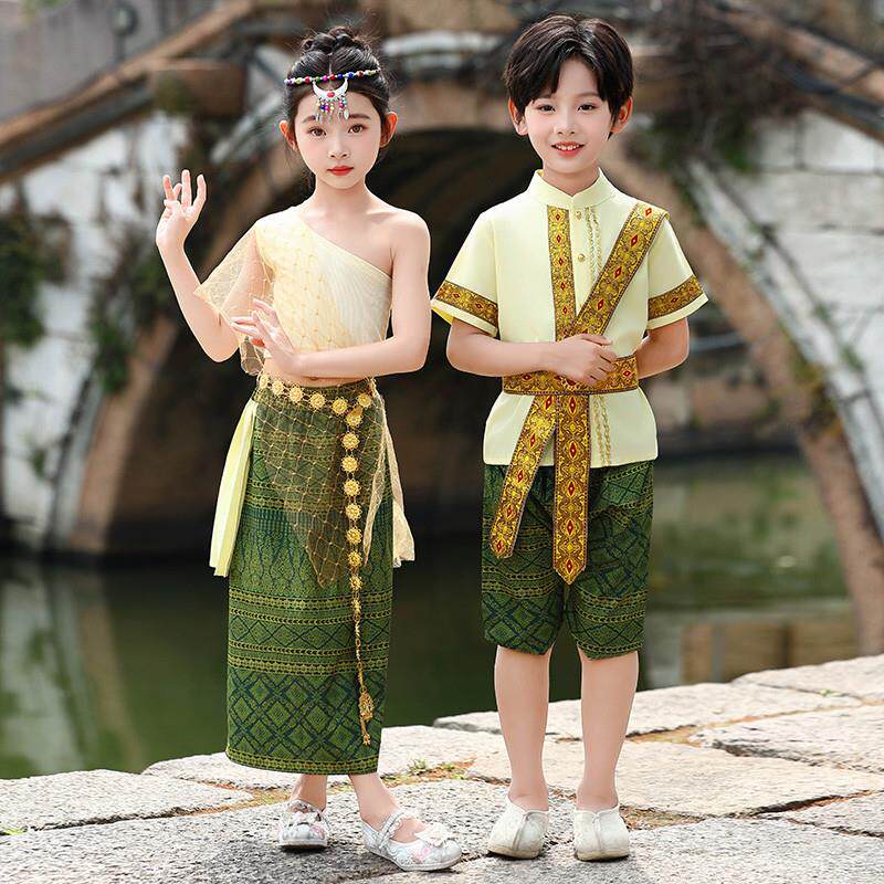 儿童傣族表演服装男童女童少数民族泰国服宝宝夏季异域风旅拍衣服