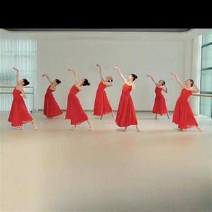 六一儿童卜卦演出服红色大摆舞蹈裙吊带连衣裙芭蕾练功服合唱服女