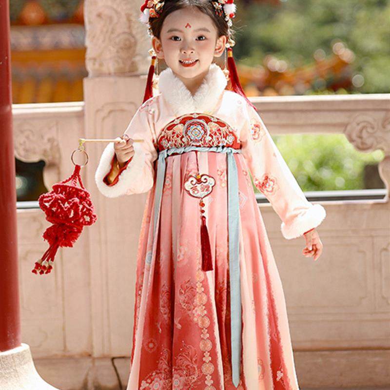 汉服女童冬季2025新款儿童古风加绒连衣裙宝宝红色喜庆保暖拜年服,童装/婴儿装/亲子装,汉服,淘宝优惠券,粉丝福利购,淘宝优惠卷