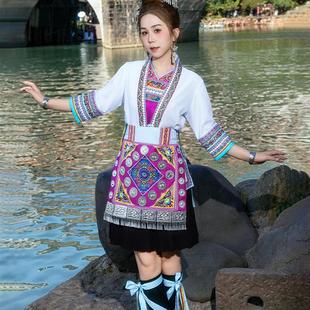 侗族服装女成人贵州少数民族刺绣盛装舞蹈演出服饰古寨旅拍短裙装