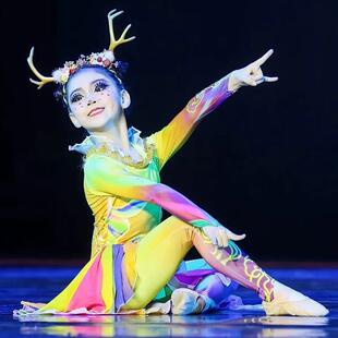 儿童九色鹿敦煌舞蹈服七彩灵鹿飞天演出服中国风民族鹿动物表演服