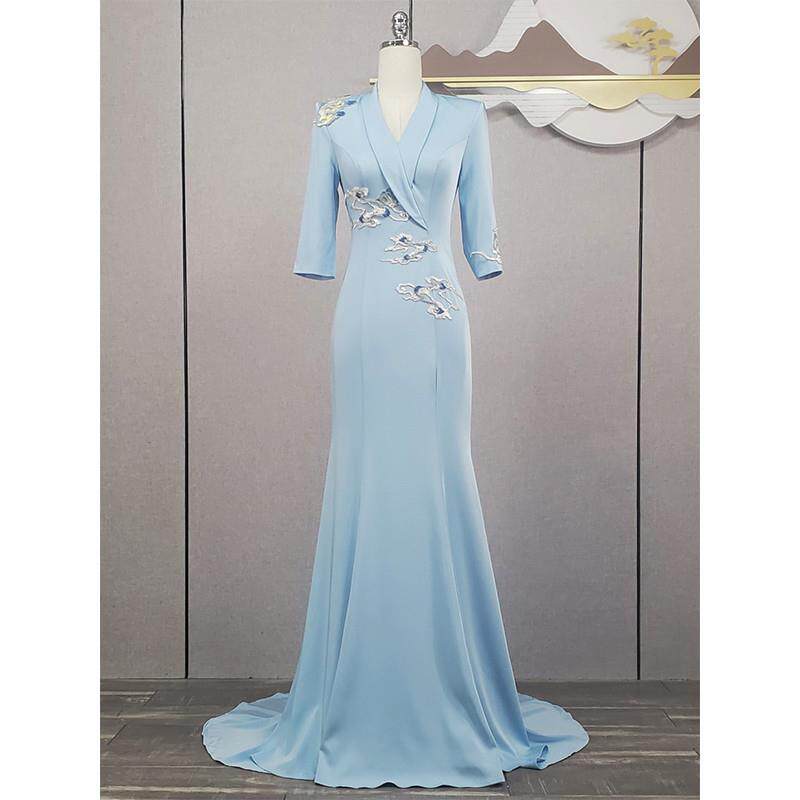 高端国风晚礼服2025新款高级感宴会主持人声乐艺考演出服长款显瘦