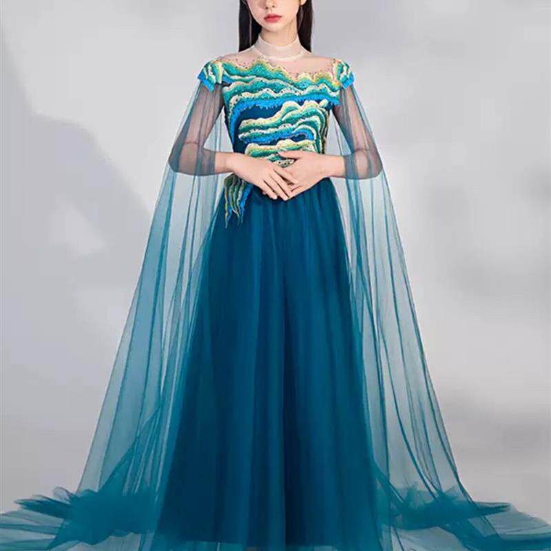 女童古筝服2025新款中国风飘逸长裙中大童民乐二胡艺考演奏演出服