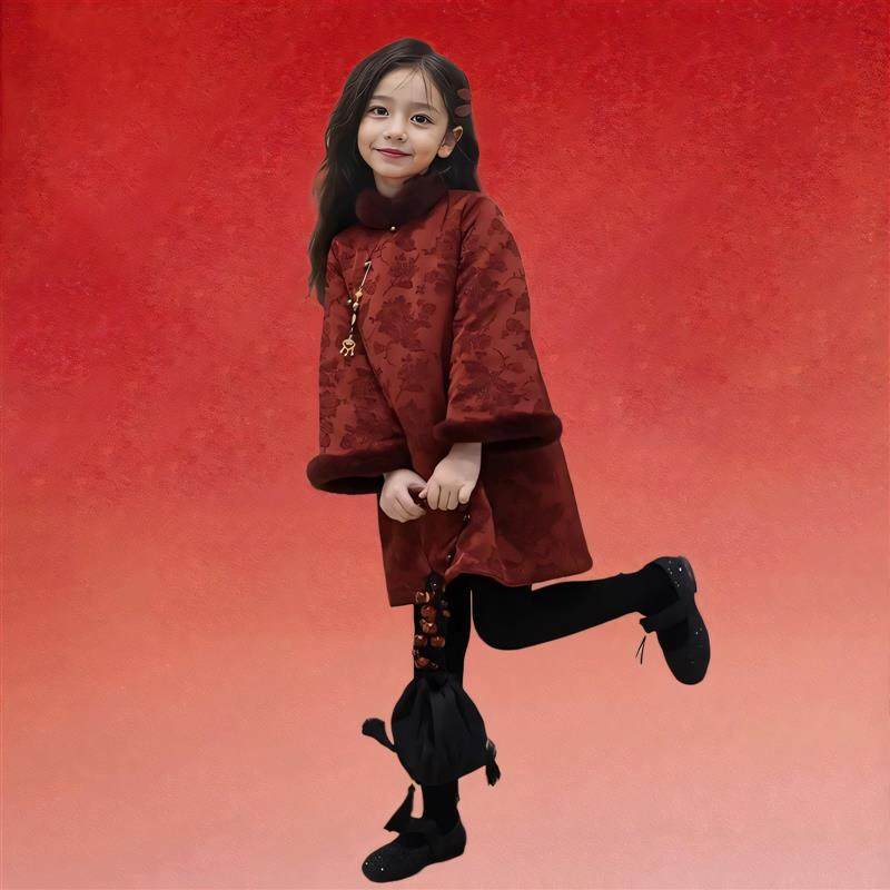女童拜年服2025新款冬季过年新年衣服儿童新中式冬装国风唐装旗袍,童装/婴儿装/亲子装,旗袍,淘宝优惠券,粉丝福利购,淘宝优惠卷