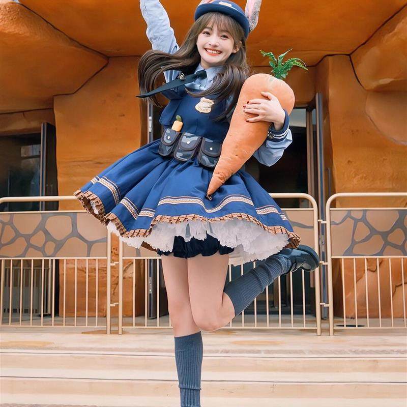 z37迪士尼疯狂动物城穿搭朱迪兔子警官cos衣服成人公主裙环球影城