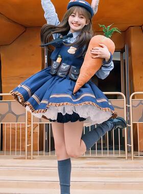 z37迪士尼疯狂动物城穿搭朱迪兔子警官cos衣服成人公主裙环球影城