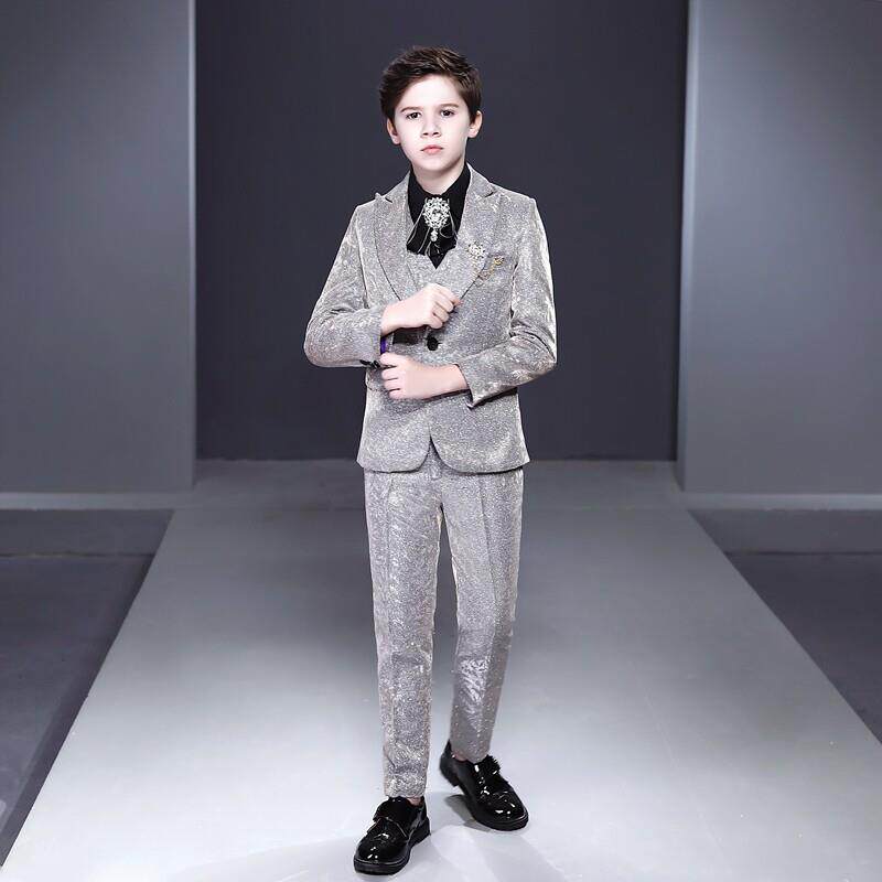 六一儿童表演亮彩礼服男童花童西装男孩主持钢琴英伦演出西服马甲