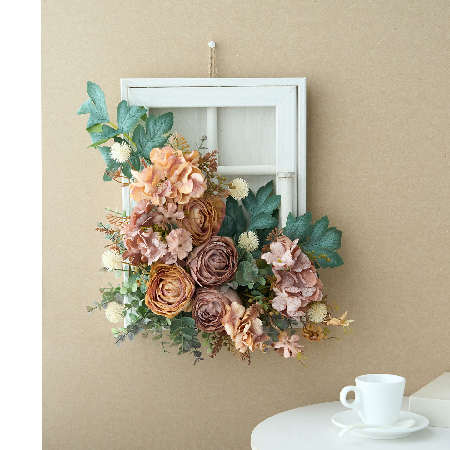 北欧风玫瑰仿真花墙面挂壁装饰