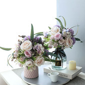 北欧森系覆古奶油粉橘玫瑰花束彷真花客厅餐桌装 饰摆饰样板房假花