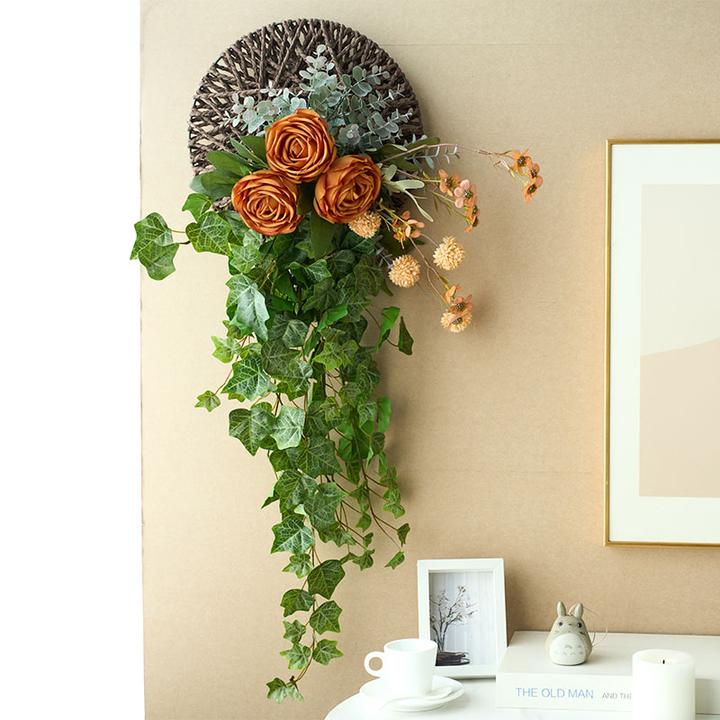 壁挂墙面装饰网红款田园风仿真花玫瑰花藤蔓客厅阳台改造装饰挂件