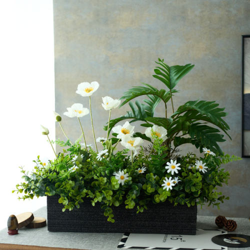 彷真花假绿植室内桌面花箱客厅玄关电视柜装饰品花艺摆件组合造景