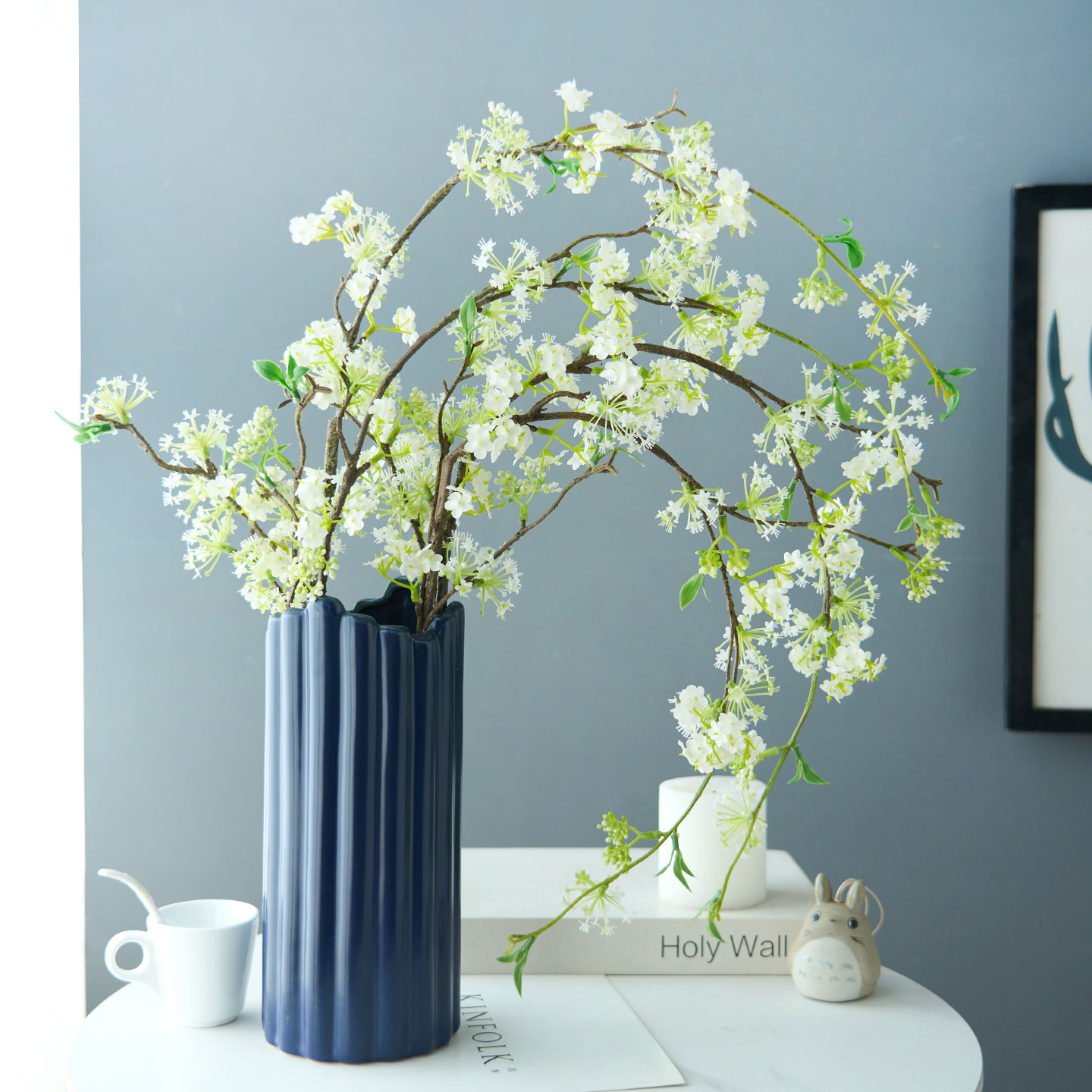 仿真雪柳清新假绿植装饰摆件