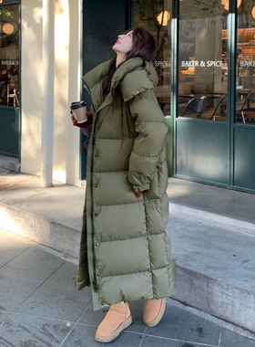 羽绒服女长过膝加厚保暖冬季2025新款超长款到脚踝90白鸭绒外套