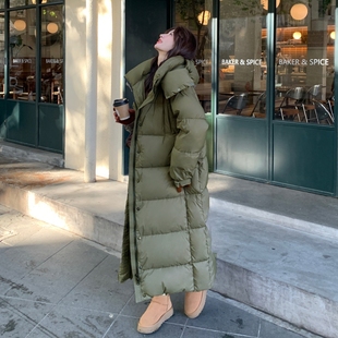 羽绒服女长过膝加厚保暖冬季2025新款超长款到脚踝90白鸭绒外套