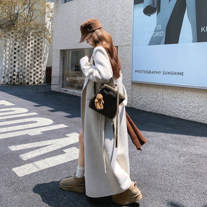 高个子长款到脚踝双面羊毛大衣女