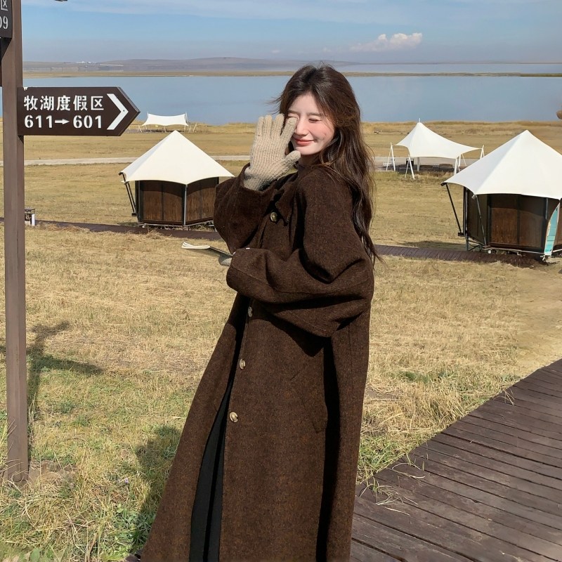 170高个子双面羊毛大衣长款过膝