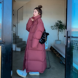 宽松加厚立领面包服外套 过膝到脚踝棉衣韩版 超长款 羽绒棉服女冬季
