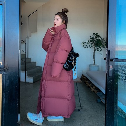 超长款羽绒棉服女冬季过膝到脚踝棉衣韩版宽松加厚立领面包服外套