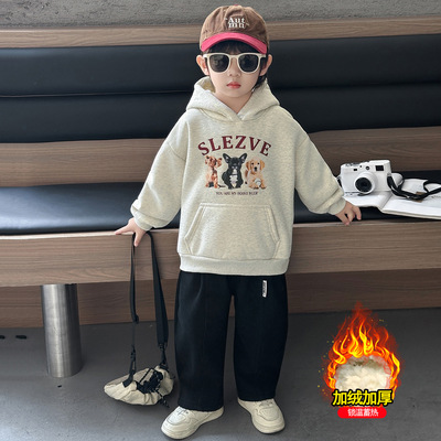 男童加绒卫衣秋冬款2025新款男孩