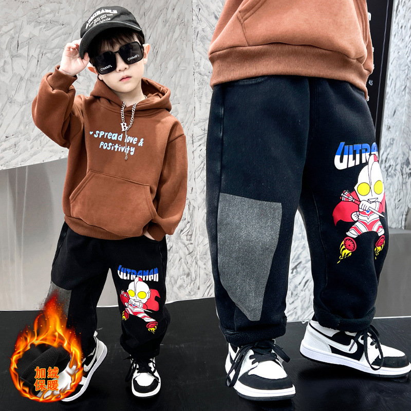 奥特曼男童秋冬款牛仔裤2025新款