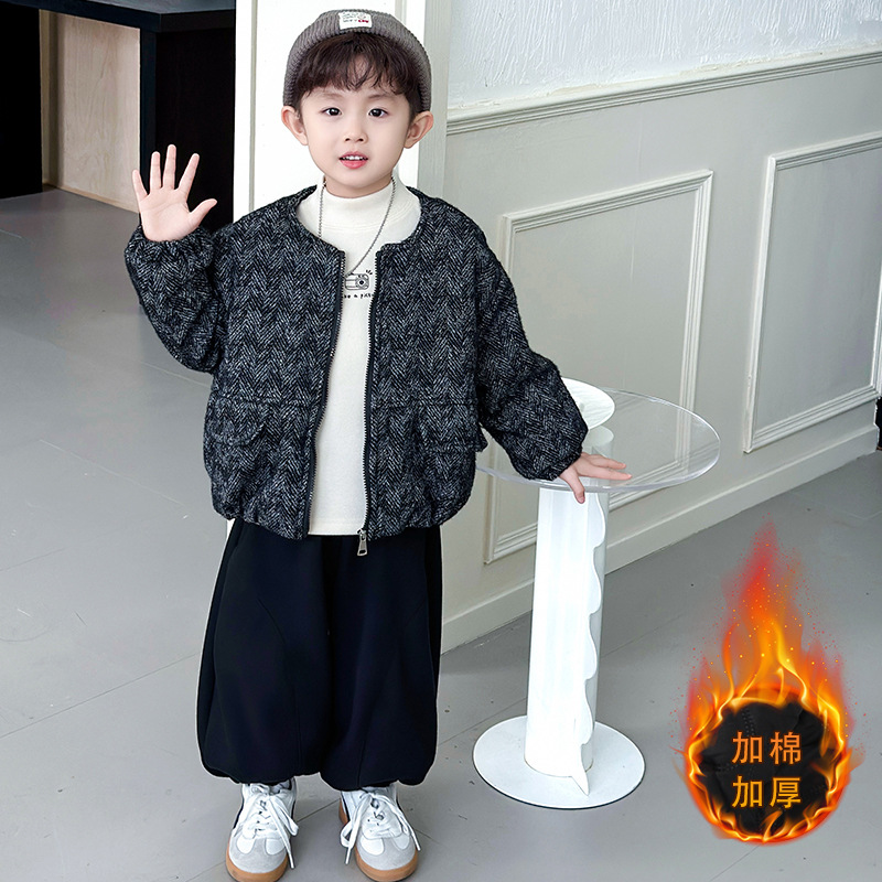 男童夹棉外套秋冬季2025新款儿童